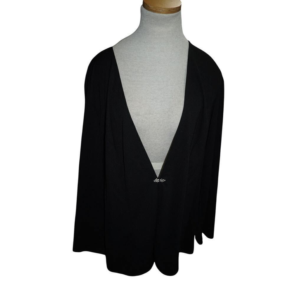 Patra Woman Black Evening Jacket 18W Plus Size Rhinestone Clasp Formal Blazer